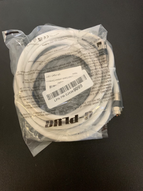 Photo 1 of G-PLUG 10FT RG6 Coaxial Cable Connectors Set - High-Speed Internet, Broadband and Digital TV Aerial, Satellite Sky Cable Extension- Weather-Sealed Double Rubber O-Ring and Compression Connectors White