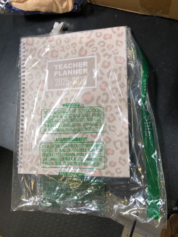 Photo 1 of 11PCS 2025-2026 Teacher Planner Notebook with 10 Pens&Section Lesson Plan Book Daily Weekly Monthly 8.5"x11" Classroom Organizer Spiral Bound Stickers, Dated Calendar, Page Tab(Leopard Print)