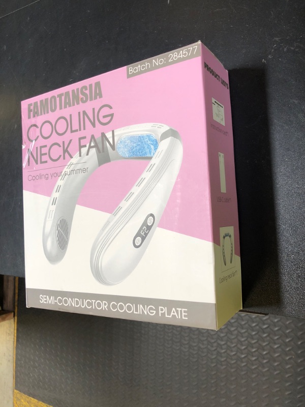 Photo 1 of Neck Fan, Neck Air Conditioner Wearable Personal Fan with Cooling Plate, 5200mAh Large Battery, Ergonomic Design, White