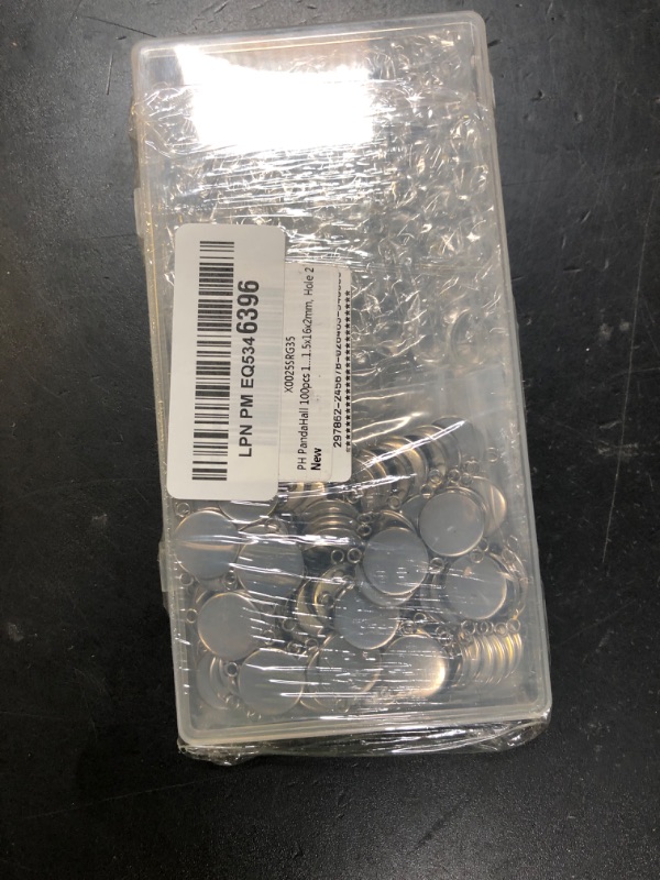 Photo 1 of PH PandaHall 100pcs 14mm Stainless Steel Cabochon Connectors Charm Settings Round Pendant Cabochons Bezel Trays with Clear Glass Cabochons Flat Round Blanks Trays for Jewelry Making 21.5x16x2mm