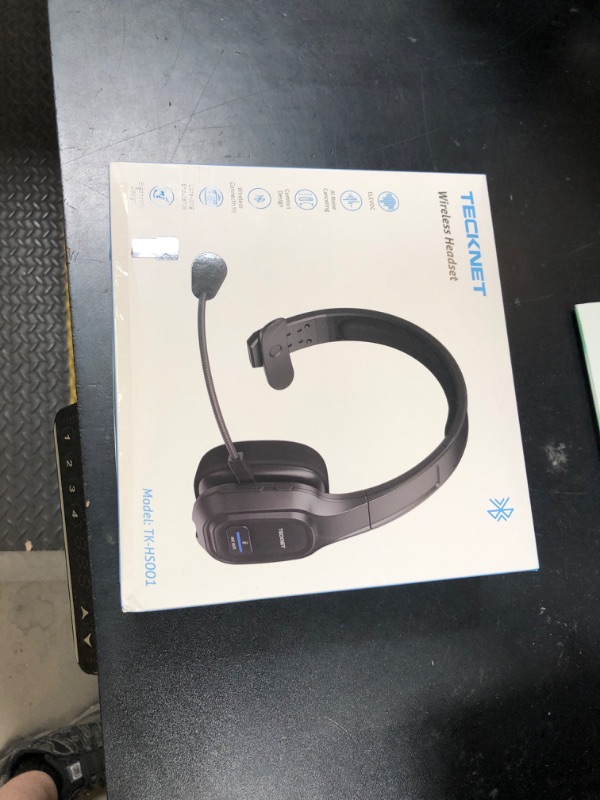 Photo 1 of TECKNET Trucker Bluetooth Headphones with Microphone Noise Canceling Wireless On Ear Headset, Hands Free Wireless Headset for Cell Phone Computer Office Home Call Center Skype (Black)