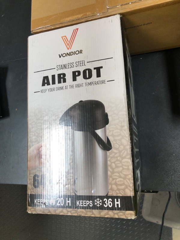 Photo 1 of 64 Oz Airpot Coffee Dispenser with Pump, Insulated Thermal Coffee Carafe - Stainless Steel Hot Beverage Dispenser - Coffee Urn for Hot/Cold Water, Drink Dispenser for Parties