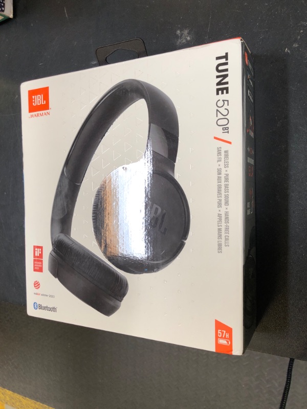 Photo 1 of JBL Tune 520BT - Wireless On-Ear Headphones, Up to 57H Battery Life and Speed Charge, Lightweight, Comfortable and Foldable Design, Hands-Free Calls with Voice Aware (Black)