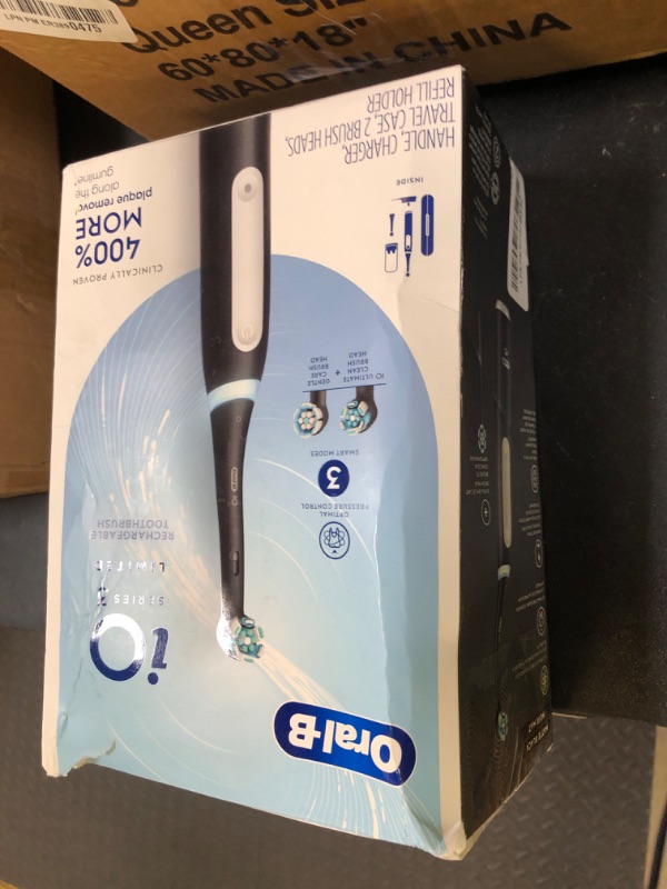 Photo 1 of Oral-B iO Deep Clean Rechargeable Electric Powered Toothbrush, Black with iO Series 3 Limited, 2 Brush Heads and Travel Case - Pressure Sensor to Protect Gums - 3 Cleaning Settings - 2 Minute Timer