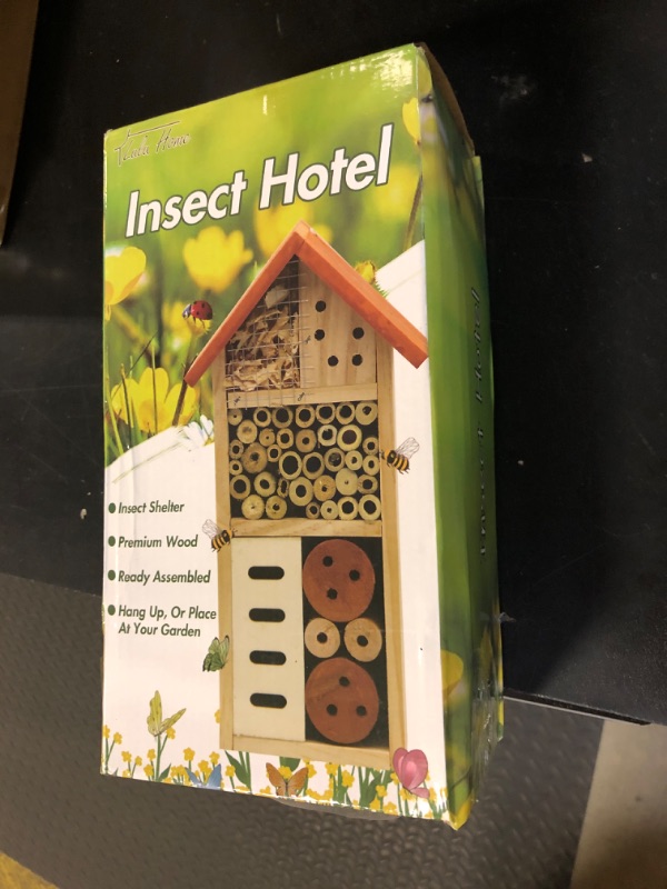 Photo 1 of Lulu Home Wooden Insect House, Hanging Insect Hotel for Bee, Butterfly, Ladybirds, Beneficial Insect Habitat, Bug Hotel Garden, 10.4 X 3.4 X 5.4 Inch