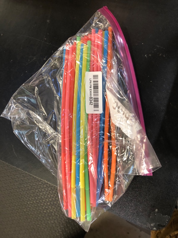 Photo 1 of [20 Pack] 10.24" High Extra Long Flexible Plastic Straws, Disposable Drinking Straws, Colorful Bendy Straws - Assorted Colors