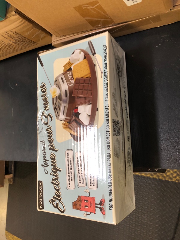 Photo 1 of Nostalgia Tabletop Indoor Electric S'mores Maker - Smores Kit With Marshmallow Roasting Sticks and 4 Trays for Graham Crackers, Chocolate, and Marshmallows - Movie Night Supplies - Brown