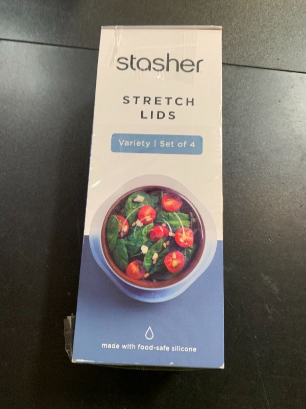 Photo 1 of Stasher Premium Reusable Silicone Stretch Lids Variety 4-Pack, Clear, 9”, 6.5”, 4.5”, 2.5”, Airtight Seal, Food Container Covers, BPA Free, Leak-free, Dishwasher Safe, Microwave Safe, Eco-Friendly