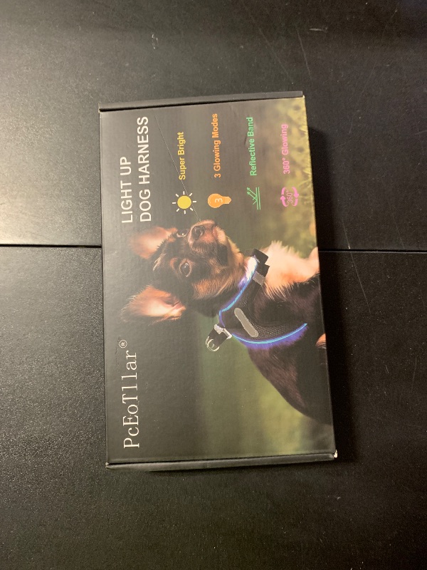 Photo 1 of PceoTllar Light Up Dog Harness, LED No Pull Reflective Dog Harness, Flashing Lighted for Night Walking - Small/Medium, (Blue S)