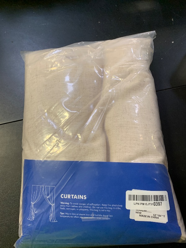 Photo 1 of MIULEE Non-See-Through Privacy Linen Curtains 2 Panels, Light Filtering Window Curtains Farnhouse Textured Back Tab Semi Sheer Drapes for Bedroom Living Room, 52 x 84 Inches Long, Linen