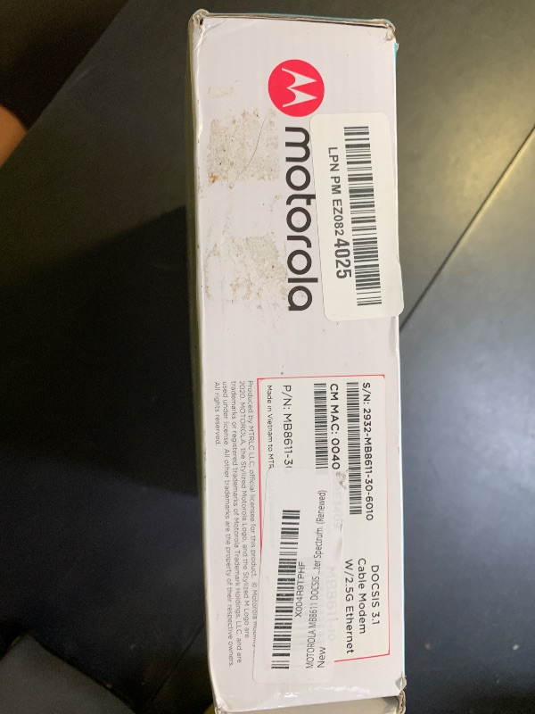 Photo 1 of MOTOROLA MB8611 DOCSIS 3.1 Cable Modem with 2.5G Ethernet, Approved for Comcast Xfinity (Gigabit), Cox and Charter Spectrum. (Renewed)