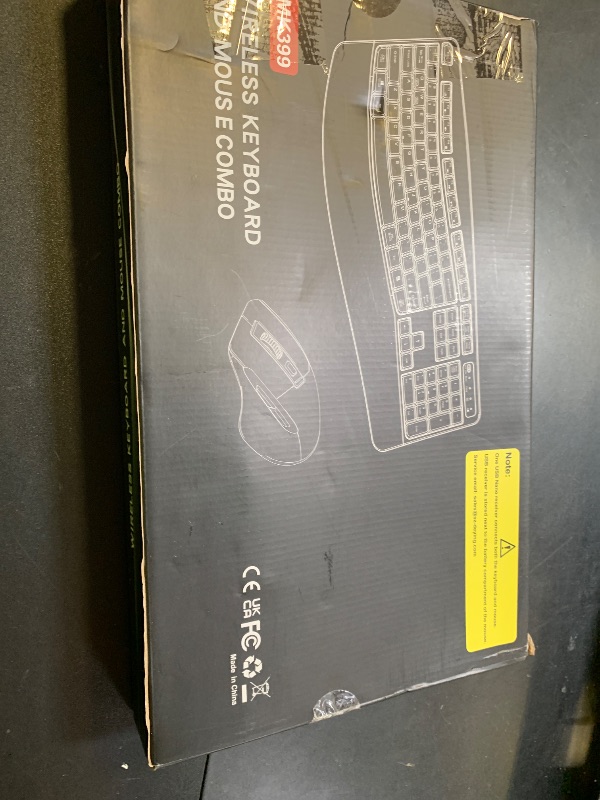 Photo 1 of Wireless Keyboard and Mouse Combo, 2.4G Full Size Wave Keys Ergonomic Keyboard with Wrist Rest and 3-Level DPI Adjustable Wireless Ergonomic Mouse for Windows, Mac OS Desktop/Laptop/PC(Black)