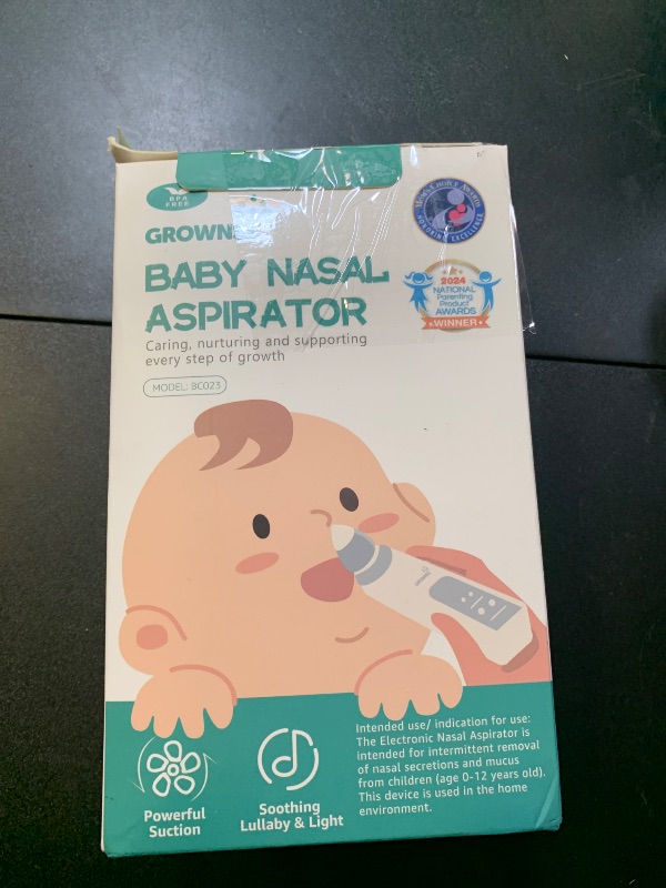 Photo 1 of GROWNSY Nasal Aspirator for Baby, Electric Nose Aspirator for Toddler, Baby Nose Sucker, Automatic Nose Cleaner with 3 Silicone Tips, Adjustable Suction Level, Music and Light Soothing Function, BlueLPNPMEL9818207
