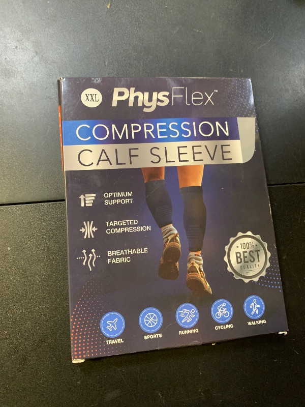 Photo 1 of Calf Compression Sleeves for Men and Women - (1 Pair) Footless Compression Socks Support for Varicose Veins, Nursing, Pregnancy, Running - PhysFlex Leg Sleeve Brace for Shin Splints, Pain Relief and Reduces Swelling (Black, Large)
