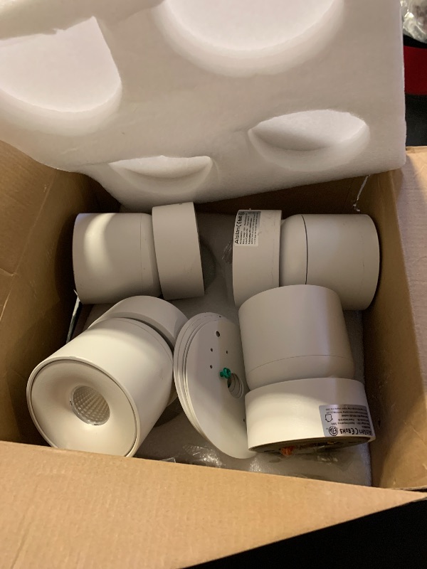 Photo 1 of Aisilan 4 Packs LED Dimmable Adjustable 360° Ceiling Spotlight Directional Light Surface Mounted 9W 3000K Warm White Aluminum Wired Spots Light for Gallery Painting Hallway Corridor, White