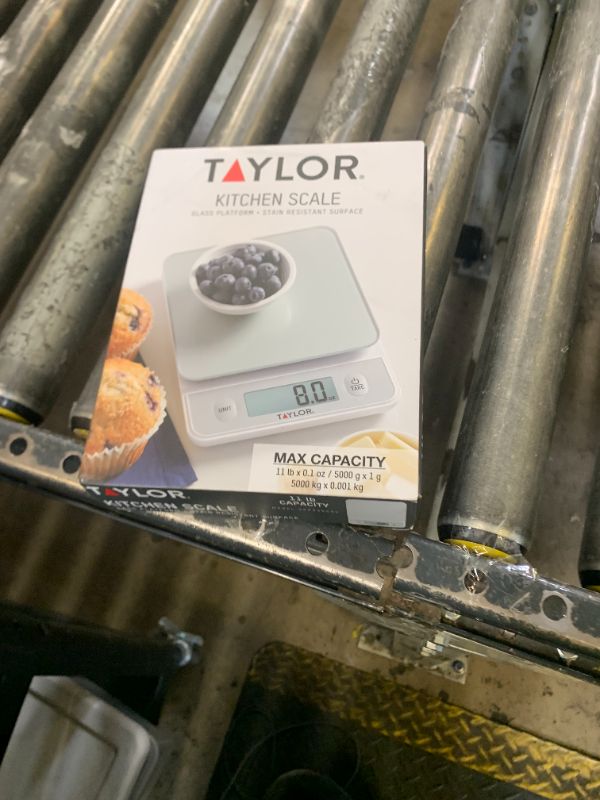 Photo 1 of Taylor Glass Top Food Scale with Touch Controls, 11 lb Capacity, Sleek Silver Design, Accurate and Easy-to-Use Scale for Cooking and Baking