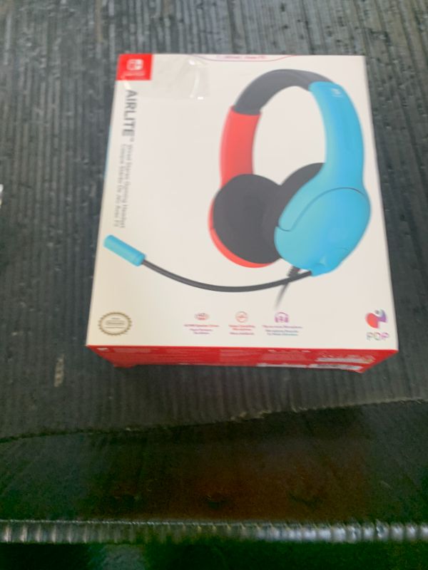 Photo 1 of PDP Gaming LVL40 Airlite Stereo Headset for Nintendo Switch/Lite/OLED - Wired Power Noise Cancelling Microphone, Lightweight Soft Comfort On Ear Headphones (Mario Neon - Red & Blue)