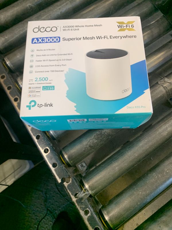 Photo 1 of TP-Link Deco X55 Pro AX3000 Whole Home Wi-Fi 6 Mesh System - Coverage up to 2500 Sq.Ft & up to 150 Devices, 2x2.5G WAN/LAN Ports, 4 Streams, Ethernet Backhaul, Ideal for 1Gig+ Internet, 1-Pack