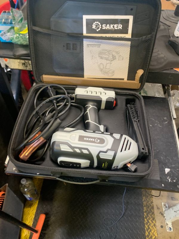 Photo 1 of Saker Portable Electric Welding Machine,110V Portable Welder Handheld with IGBT Inverter 5 Variable Current Adjustment, ARC Welder Gun, Fits for 3/32" Wire Rods (Grey)
