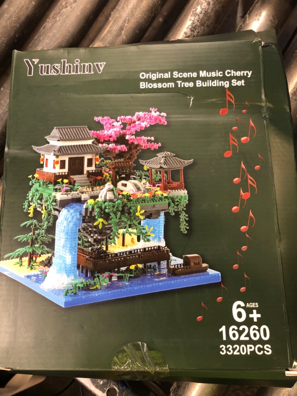 Photo 1 of Yushinv Cherry Blossom Tree Building Set with Gift Box, Original Music Cherry Blossom Tree House(Type :Symphony), Japanese Sakura Tree House Lights Building Kit3320 Pcs, Cherry Bonsai Building Set.
