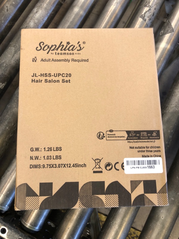Photo 1 of Sophia's Hair Salon Complete 30 Piece Set with Styling Tools, Hair Ties, Brush, Mirror, Blow Dryer, Salon Cape and More for 18" Dolls, Pink/Purple