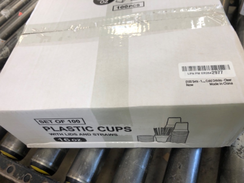 Photo 1 of VITEVER [100 Sets - 16oz] Clear Plastic Cups with Lids and Straws, Disposable Iced Coffee Cups for Smoothie, Milkshake, Cold Drinks - BPA free