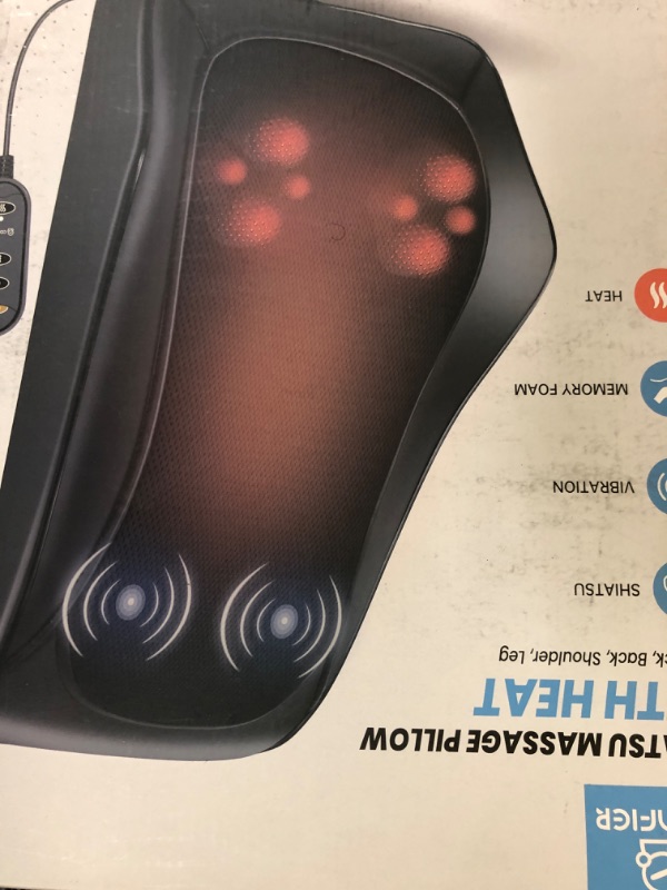 Photo 1 of COMFIER Back Massager with Heat, Deep Tissue Shiatsu Neck and Back Massager for Pain Relief, Chair Use Massager Pillow with Adjustable Flap, Ideal Gift for Women Men