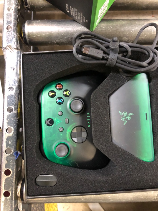 Photo 1 of Razer Wireless Controller & Quick Charging Stand Bundle for Xbox Series X|S, Xbox One: Impulse Triggers - Textured Grips - 12hr Battery Life - Magnetic Secure Charging Limited Green Edition