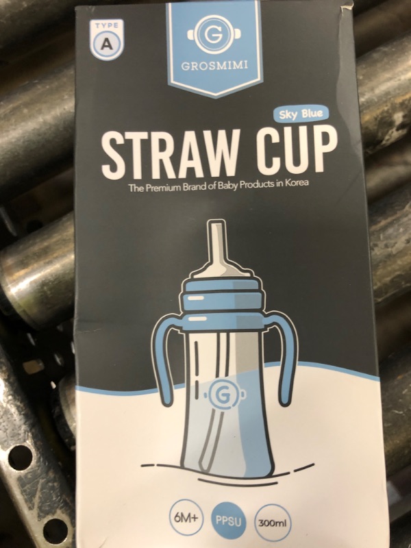 Photo 1 of GROSMIMI Spill Proof no Spill Magic Sippy Cup with Straw with Handle for Baby and Toddlers, Customizable, PPSU, BPA Free 10 oz (Sky blue)