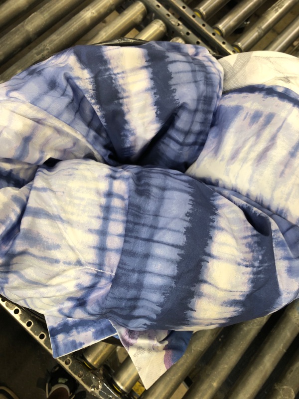 Photo 1 of Sunshine Nicole Soft Brushed Microfiber Comforter Set, 7 Pieces Queen, with Light Weight Soft Poly Fill, Printed Dark Blue Grey Big Florals Face with Print Reverse