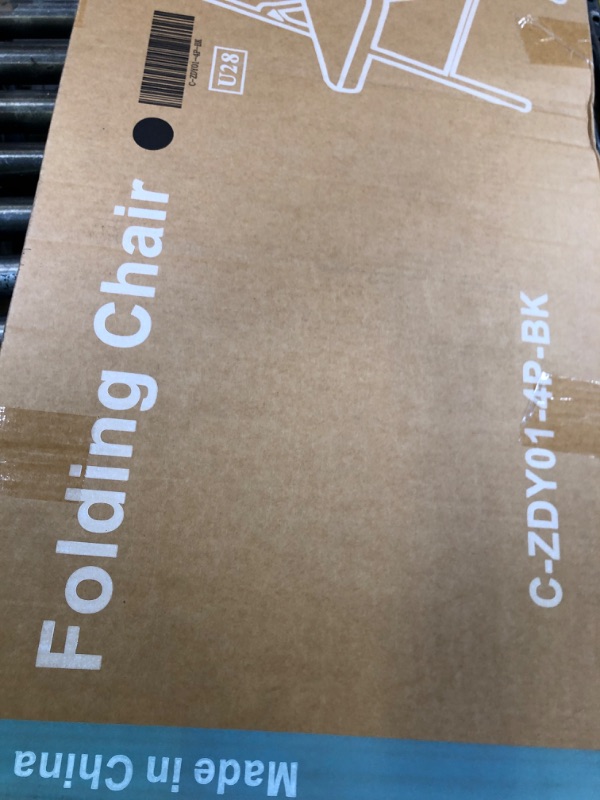 Photo 1 of COSCO Vinyl Folding Chair, 4 Pack, Black