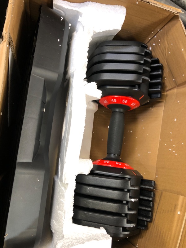 Photo 1 of Adjustable Dumbbell 55LB Single Dumbbell Weight, 10-in-1 Weight Dumbbells with Anti-Slip Metal Handle and Bicep Supports for Comprehensive Full Body Strength Training