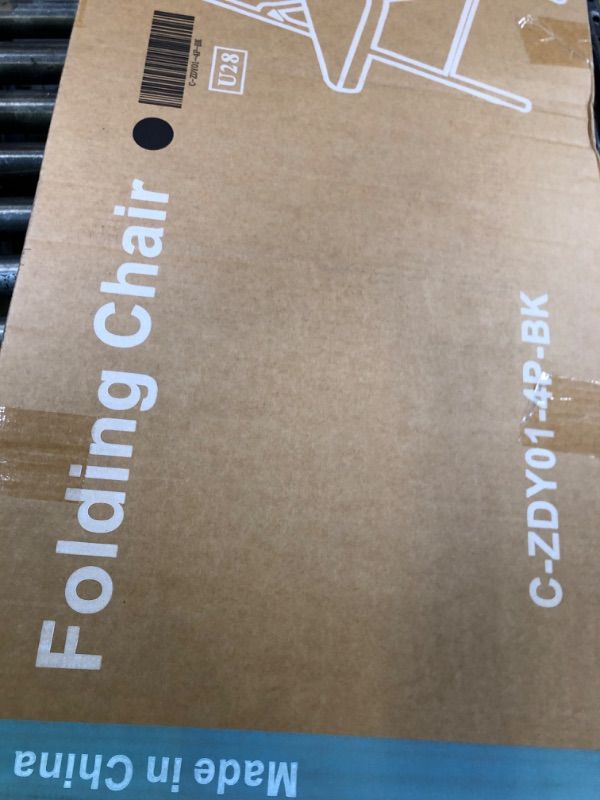 Photo 1 of COSCO Vinyl Folding Chair, 4 Pack, Black