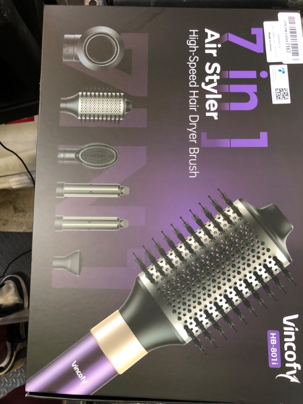 Photo 1 of Vincofy 7-in-1 Hair Dryer Brush and Hair Styler Set – Fast Drying, Curling, Straightening & Volumizing – Hot Air Styling Tool with No Heat Damage – for All Hair Types – Lavender