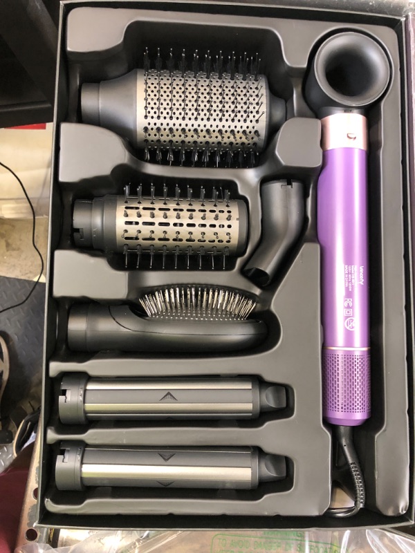 Photo 1 of Vincofy 7-in-1 Hair Dryer Brush and Hair Styler Set – Fast Drying, Curling, Straightening & Volumizing – Hot Air Styling Tool with No Heat Damage – for All Hair Types – Lavender