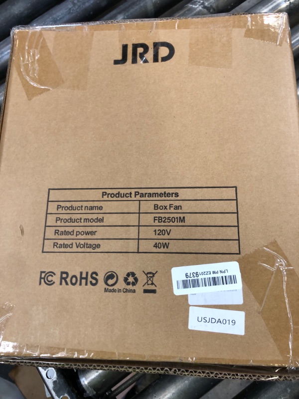 Photo 1 of JRD 13" Box Fan with Powerful Airflow, Quiet Cooling Desk Fan with Digital Touch Screen, 3 Speeds, 5 Blades, 15h Timer, Portable Table Fan for Bedroom Office Home Kitchen, Black