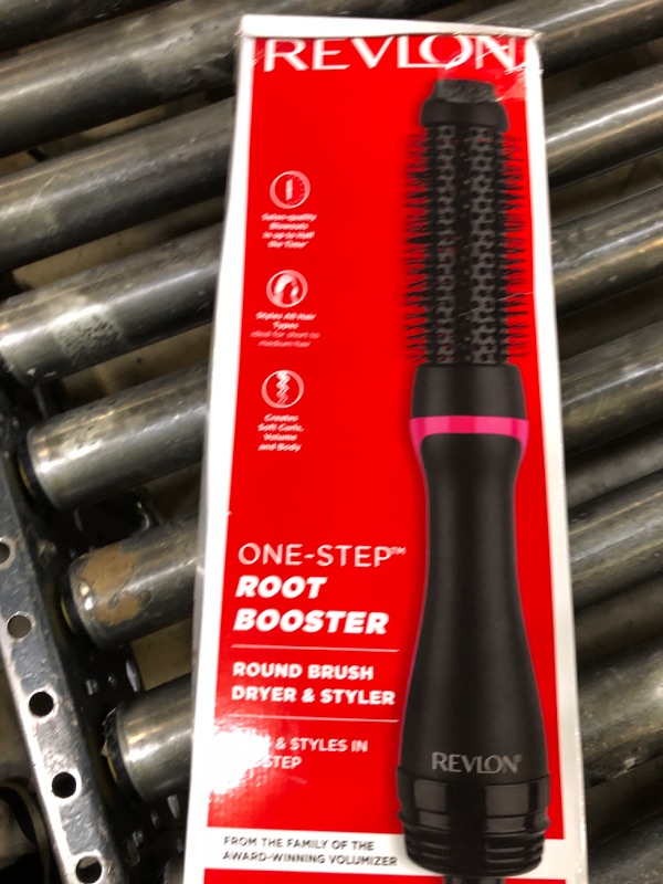 Photo 1 of REVLON One-Step Hair Dryer and Styler - Root Booster Round Brush for Styling, Dryer Brush for Fast and Easy Salon-Quality Blowout, More Shine and Less Frizz (1-1/2 in)