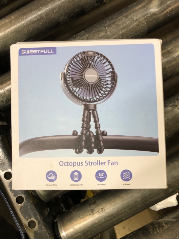 Photo 1 of SWEETFULL Portable Stroller Fan with Display 4000mAh Battery Powered Mini Clip On Fan, 4-Speed Rechargeable Small Personal Cooling for Baby Car Seat Crib Travel - Cyan