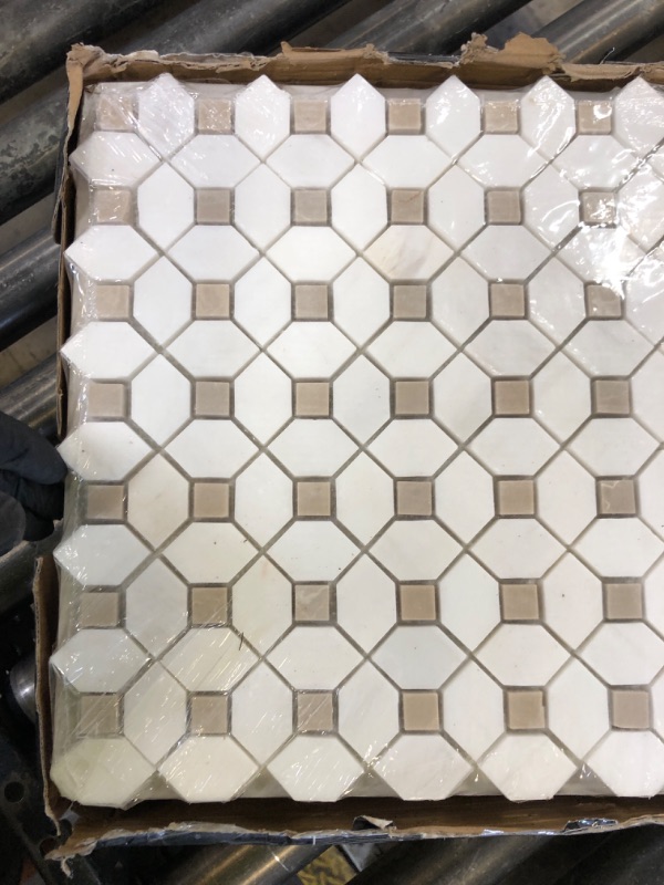 Photo 1 of MSI Bianco Dolomite Crema Dotty 12.4 in. x 12.4 in. Geometric Diamonds and Squares Polished Marble Mesh-Mounted Mosaic Wall and Floor Tile for Bathroom, Kitchen Backsplash and Countertop