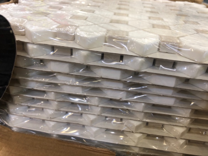 Photo 1 of MSI Bianco Dolomite Crema Dotty 12.4 in. x 12.4 in. Geometric Diamonds and Squares Polished Marble Mesh-Mounted Mosaic Wall and Floor Tile for Bathroom, Kitchen Backsplash and Countertop