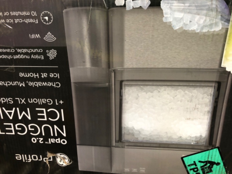 Photo 1 of GE Profile Opal 2.0 XL with 1 Gallon Tank, Chewable Crunchable Countertop Nugget Ice Maker, Scoop included, 38 lbs in 24 hours, Pellet Ice Machine with WiFi & Smart Connected, Stainless Steel