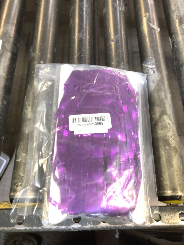 Photo 1 of 2 Pack purple Metallic Tinsel Foil Fringe Curtains, Door Streamers Photo Booth Backdrop for Birthday Party, Tinsel Curtain Backdrop for Baby Shower Bachelorette Christmas Party Decorations