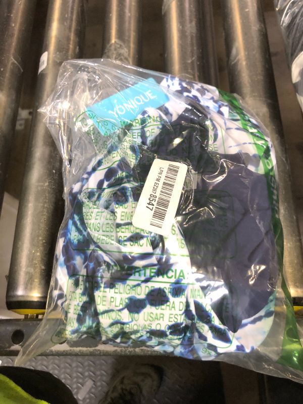Photo 1 of Yonique Blouson Tankini Swimsuits for Women Loose Fit Two Piece Bathing Suits Tie Dye and Navy Blue M