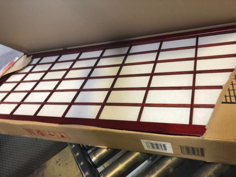 Photo 1 of Roundhill Furniture Oriental Shoji 4 Panel Screen Room Divider, Cherry