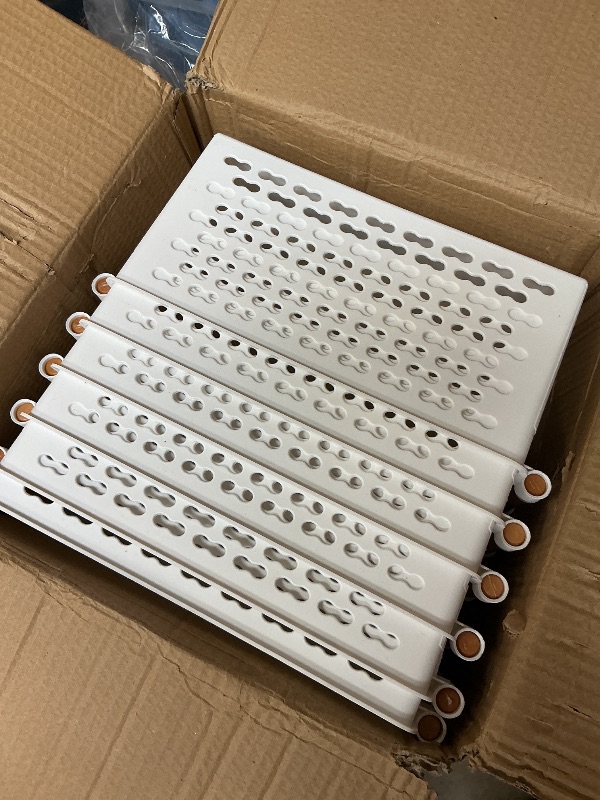 Photo 1 of Yesland 6 Pack Plastic Storage Basket, White Organizing Bins Basket with Handles, Sturdy Plastic Closet Baskets Containers for CD, Small Closet Storage in Home Office - 12 x 6 x 5 Inches