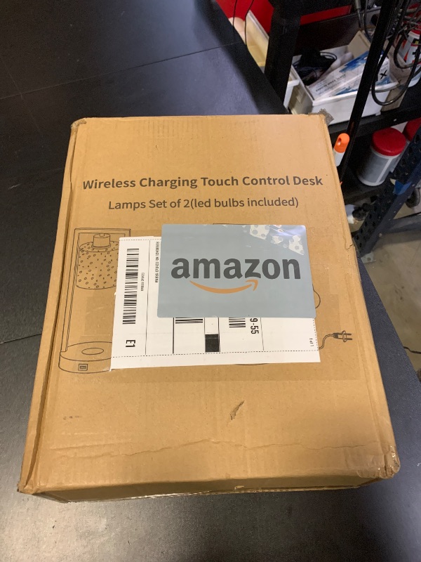Photo 1 of Wireless Charging Touch Control Table Lamp Set of 2, Dimmable Bedside Nightstand Lamps with USB Port, Industrial Desk Lamps for Bedroom Living Room Office Seeded Glass Shade, Bulbs Included