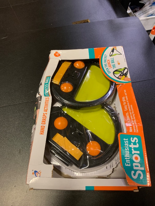 Photo 1 of Toyvian Catch Ball Game Outdoor: Pop and Catch Ball Game Kids Outdoor Play Toys - Toss and Catch Ball Set Yard Games - 2 Launchers and 4 Balls, Yellow