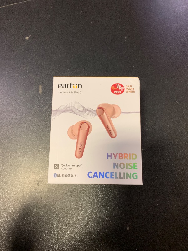 Photo 1 of EarFun Air Pro 3 Noise Cancelling Wireless Earbuds, Qualcomm® aptX™ Adaptive Sound, 6 Mics CVC 8.0 ENC, Bluetooth 5.3 Earbuds, Multipoint Connection, 45H Playtime, App Customize EQ, Pink