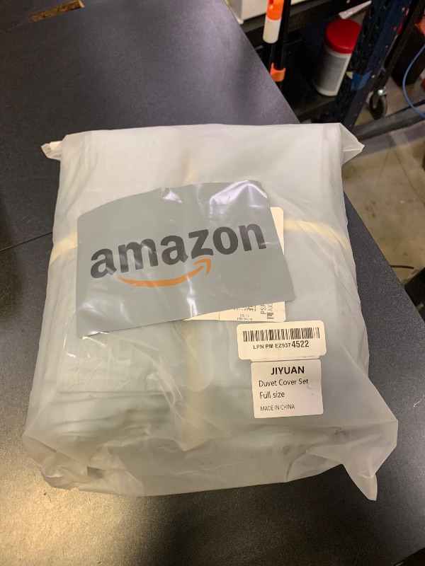 Photo 1 of JIYUAN 100% Washed Cotton Duvet Cover Set 3 Pieces Full, 1 Duvet Cover 80x90 Inches(Comforter Not Included) and 2 Pillowcases,Linen Feel Bedding Set Comfy and Breathable, Heathered Light Blue