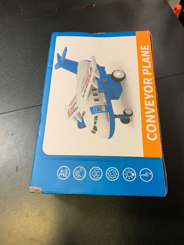 Photo 1 of Kids Airplane Toy Racing Tracks for 3 4 5 6 7 Boys - Transport Airplane Vehicle with 8 Cars, Garage Parking Lot, Playmat, Toddler Boy Toy, Birthday Gifts for Boys Girls 3-5